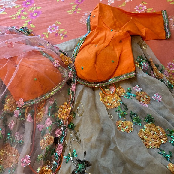 Golden Miku Kumar Designer Lehenga with blouse and dupatta - Picture 3 of 5